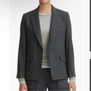 NWT Vince One-Button Wool Blend Blazer in Heather Charcoal Size 10